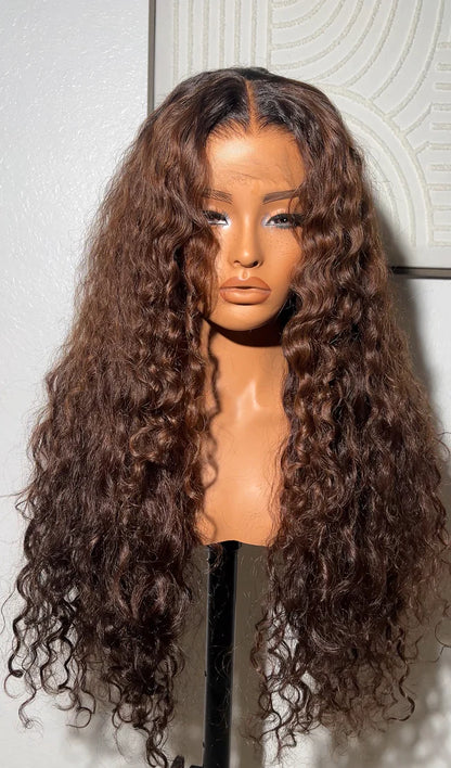 Brown Summer Waves HD Closure Wig